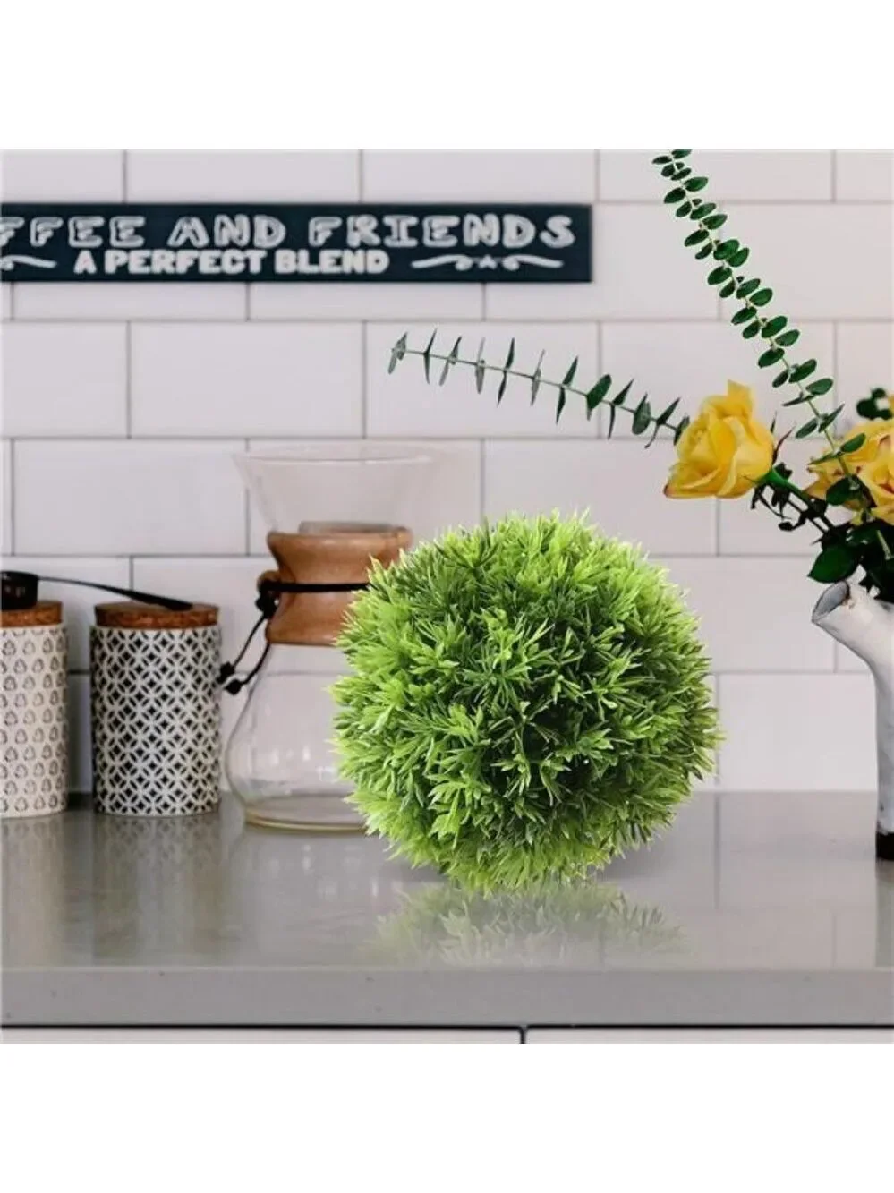 Artificial Grass Ball 6 inch Faux Green Topiary Globe Decorative Plant Home Deco